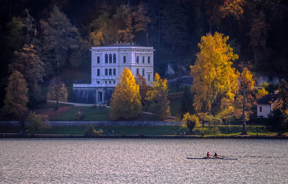 Rowing on Lake Bled in Slovenia