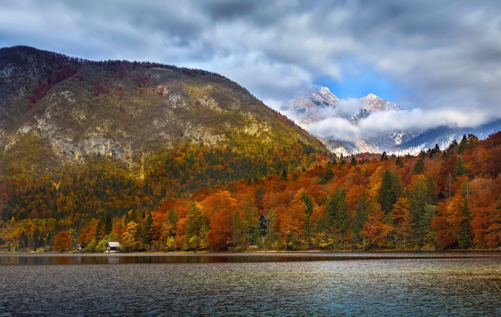 Lake Bohinj in autumn autumn-colors