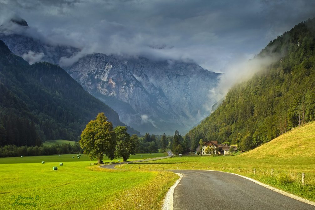 The Logarska Dolina alpine valley in the Kamnik Savinja Alps in northern Slovenia