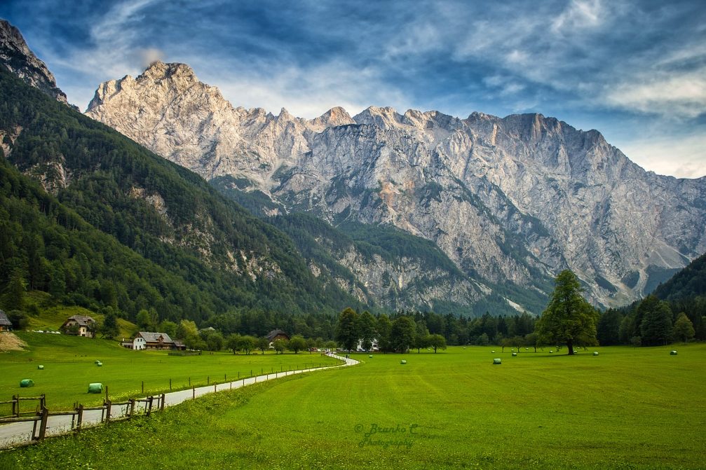 The Logarska Dolina landscape park and alpine valley in Slovenia