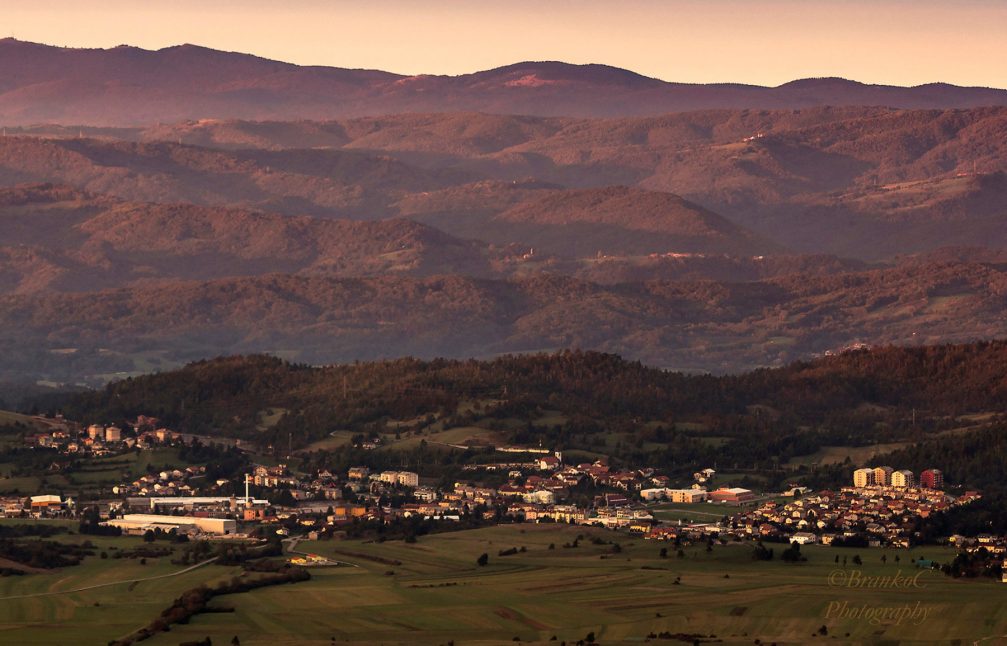 Elevated view of the town of Pivka in southwestern Slovenia