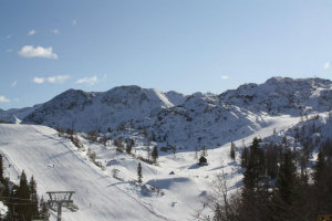 Vicky learning to Ski in Slovenia