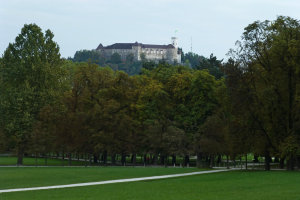 Ljubljana Castle seen from Tivoli Park