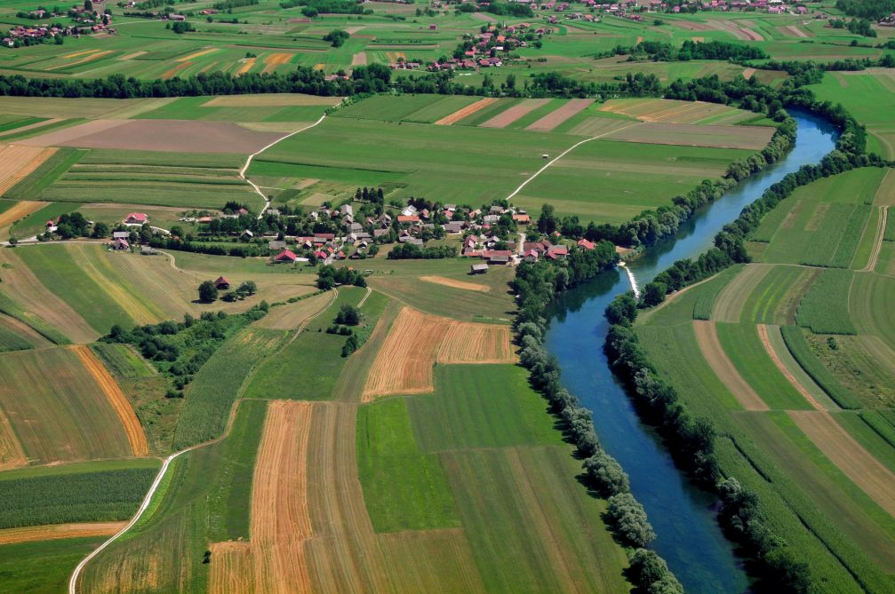 An aerial view of the Kolpa river in eastern Slovenia