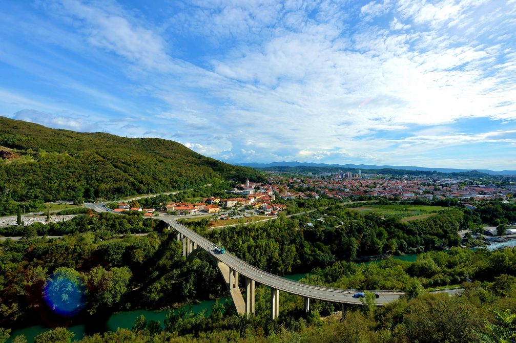 An aerial view of the city of Nova Gorica in western Slovenia