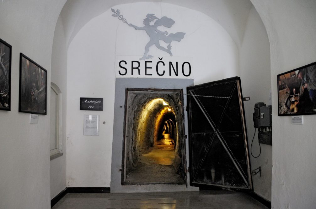 The entrance of the Anthony's Shaft tourist mine in Idrija, Slovenia