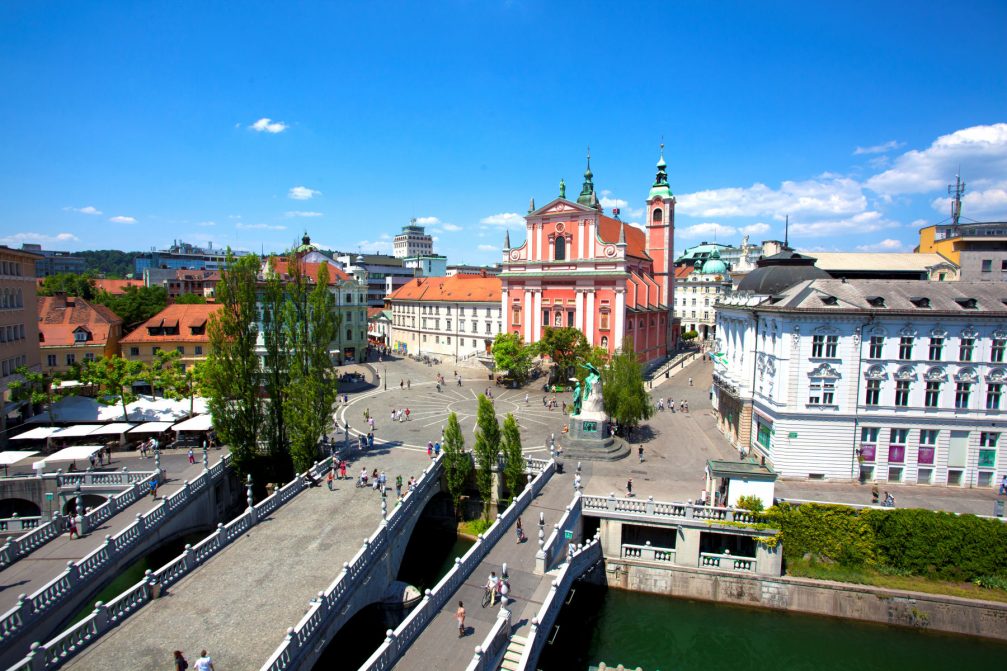 Elevated view of Ljubljana, the capital of Slovenia