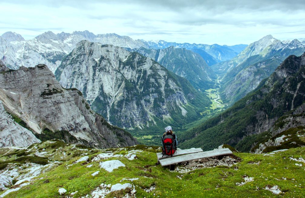 Elevated view of the Trenta Valley in the Triglav National Park in Slovenia