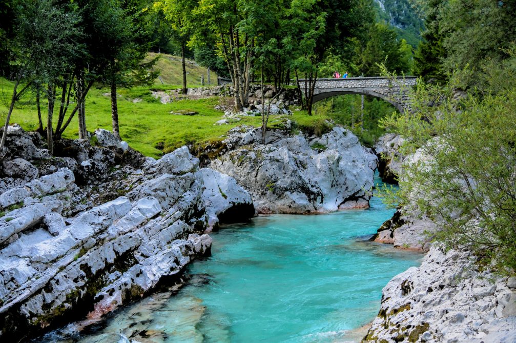 The Great Soca Gorge in the Trenta Valley in Slovenia