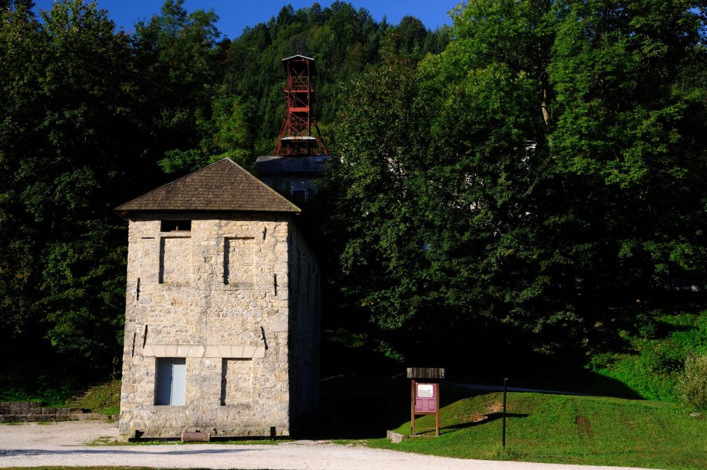 The Kamst stone building in the old mining town of Idrija
