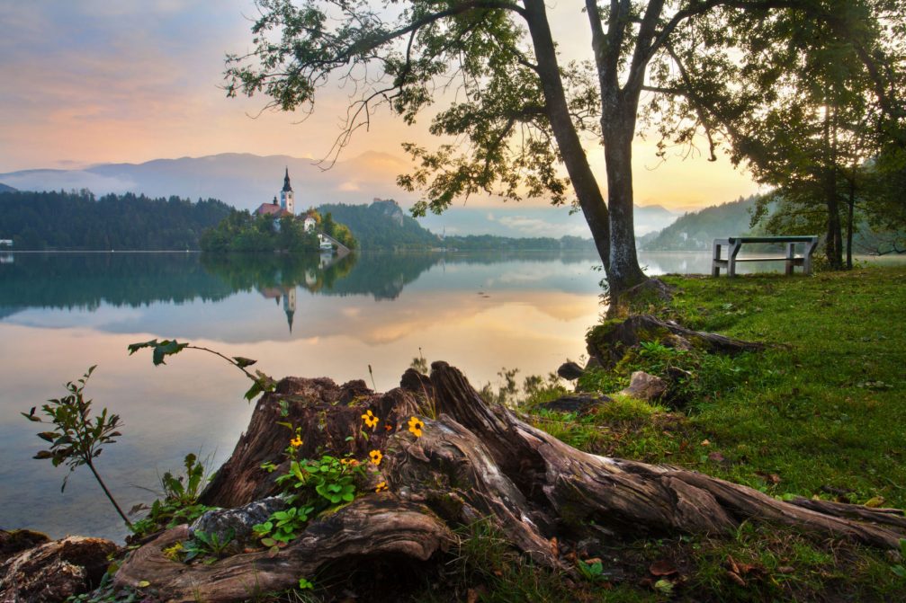 Lake Bled in Slovenia amid beautiful nature