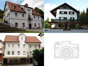 Collage of guesthouses in Idrija, Slovenia