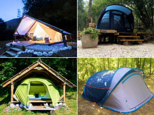 Collage of campsites in Bovec, Slovenia