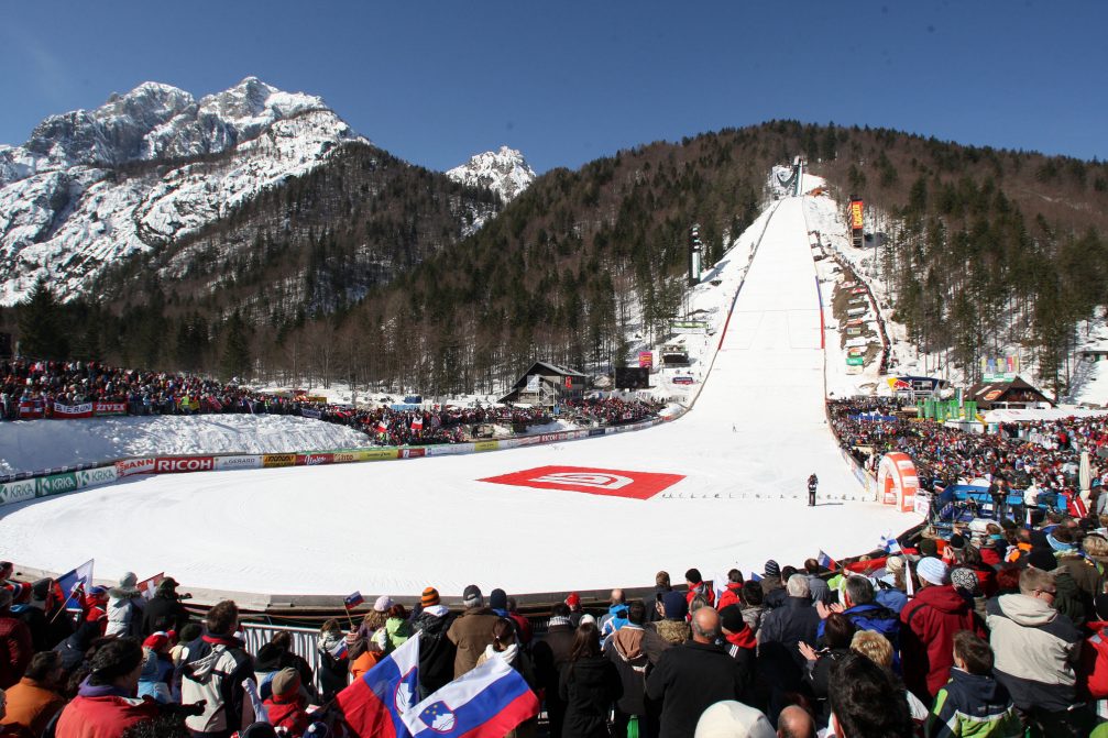 The ski flying event in Planica, Slovenia