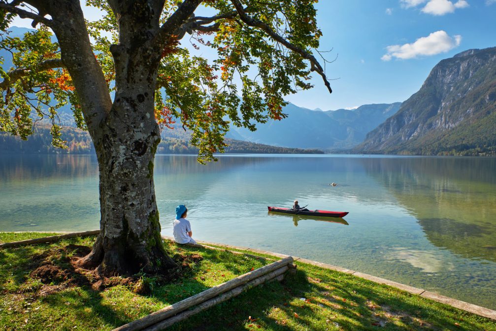 Lake Bohinj in the Triglav National Park in Slovenia