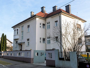 Exterior of Vila Teslova in Ljubljana, the capital of Slovenia