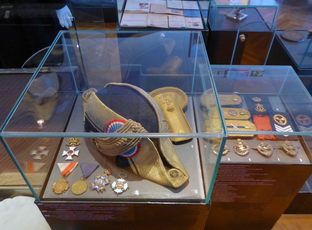 A collection of medals in the Sergej Masera Maritime Museum In Piran