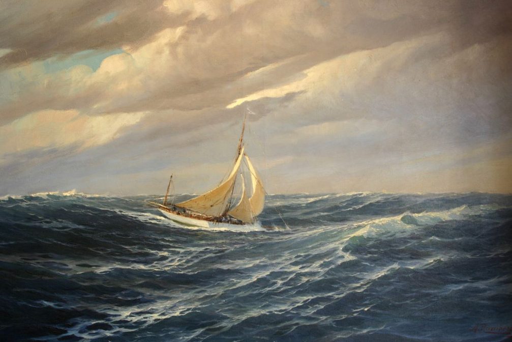 Naval painting in the Sergej Masera Maritime Museum In Piran