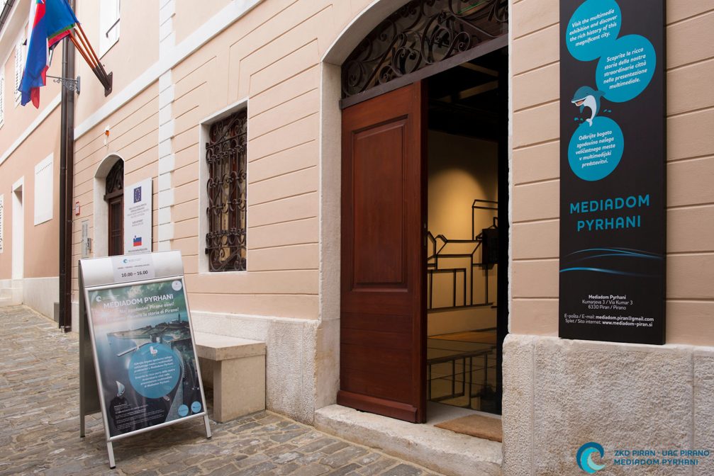 Exterior of the Mediadom Pyrhani museum In Piran, Slovenia