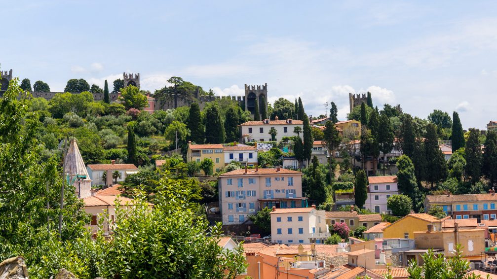 The Piran Town Walls above the town