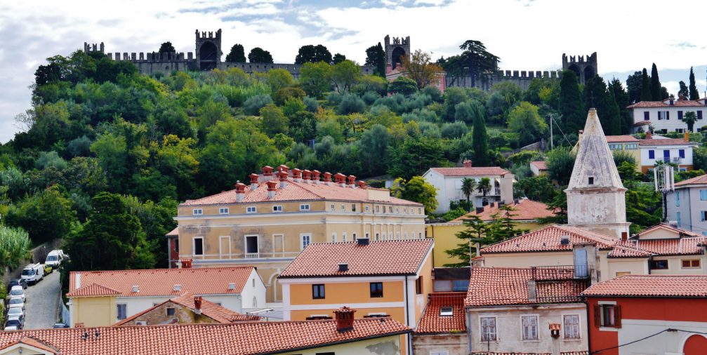 Piran's Town Walls above the coastal town of Piran in Slovenia