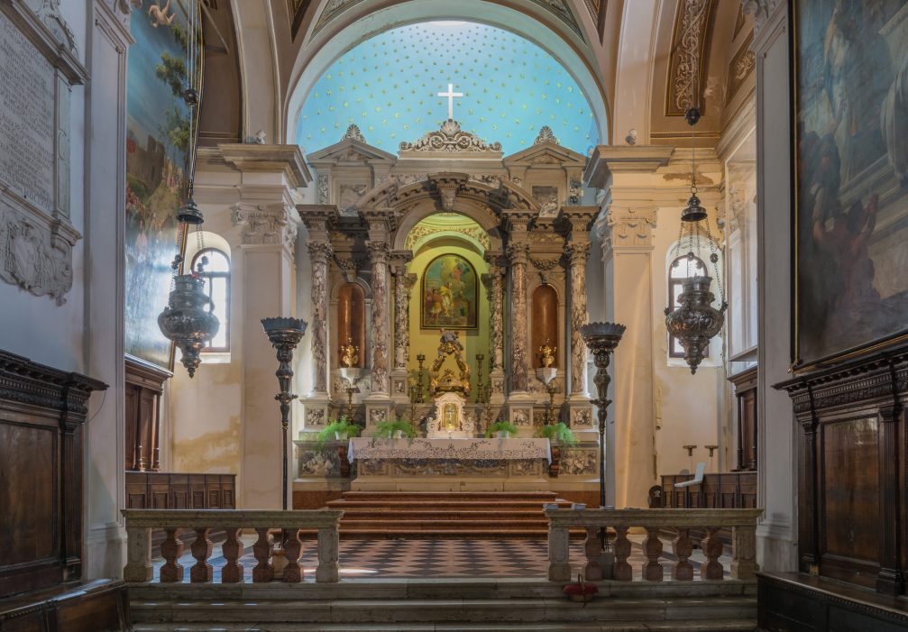 The high altar in the Church of St. George in Piran, Slovenia