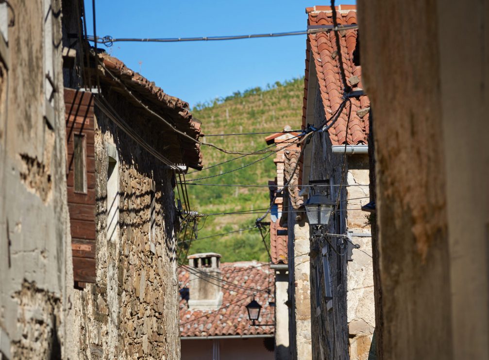 Old houses in the Goce village in the Vipava Valley in western Slovenia