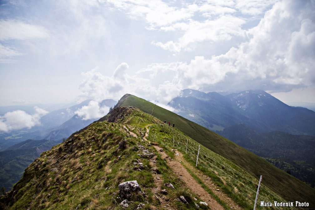 A view from the top of Mount Golica towards Mount Stol, the highest peak in the Karavanke mountain range