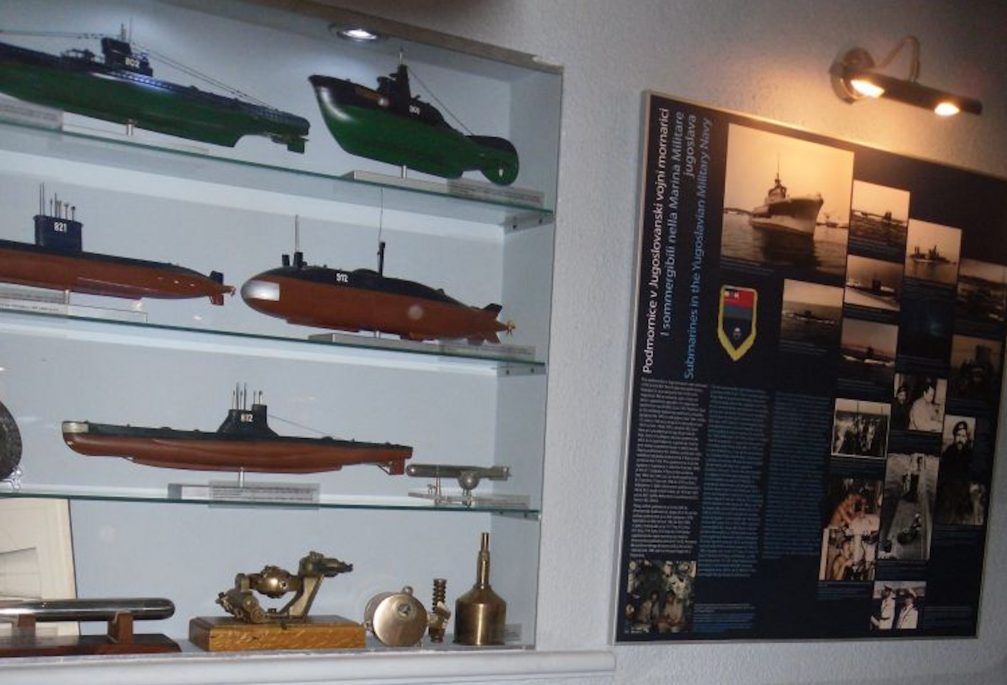 Models of submarines on display at the Museum Of Underwater Activities Piran