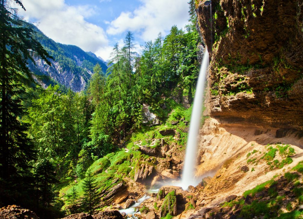 Waterfall Pericnik in northwestern Slovenia in spring