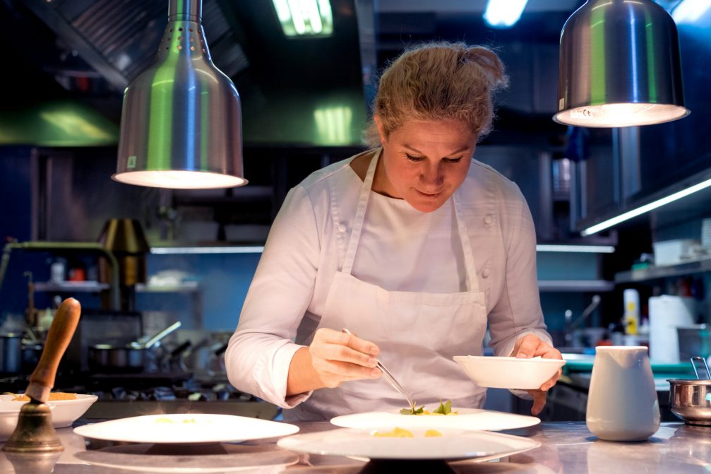 Ana Ros cooking at her restaurant Hisa Franko