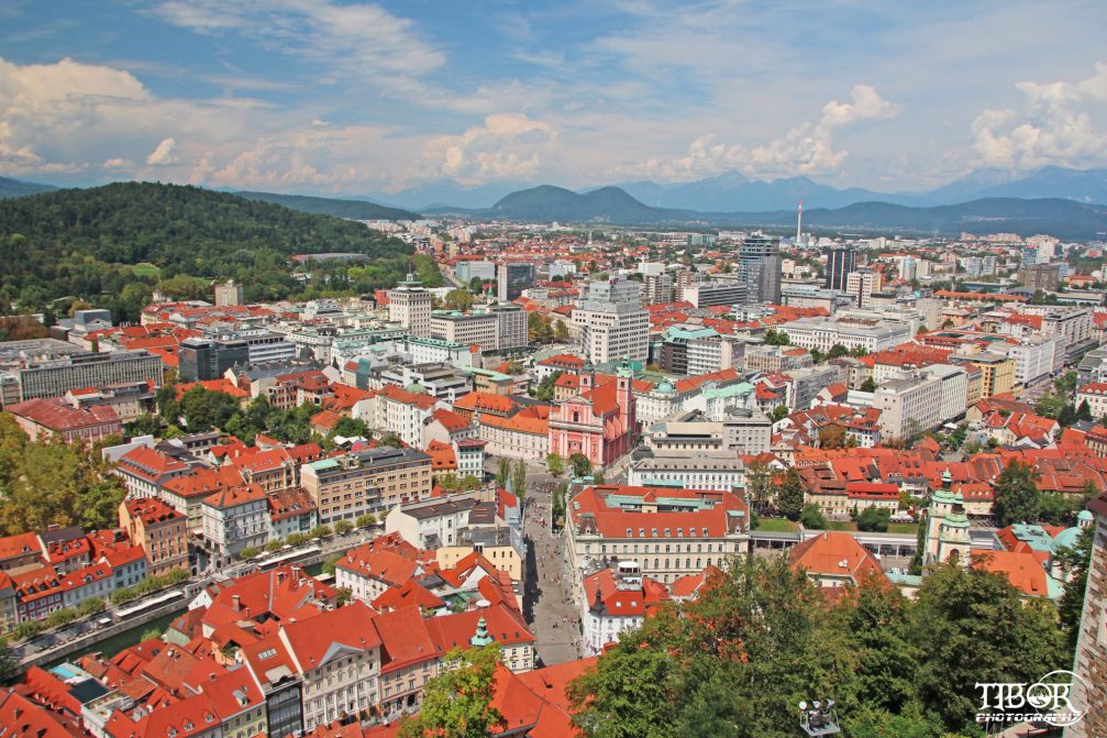 Elevated view of Ljubljana Old Town from the Ljubljana Castle