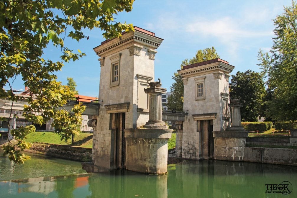 Ljubljanica Sluice Gate in Ljubljana, the capital of Slovenia