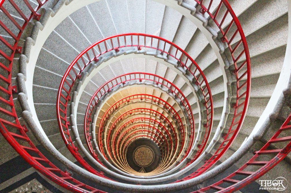 The Art Deco spiral staircase in the Neboticnik skyscraper in Ljubljana, Slovenia