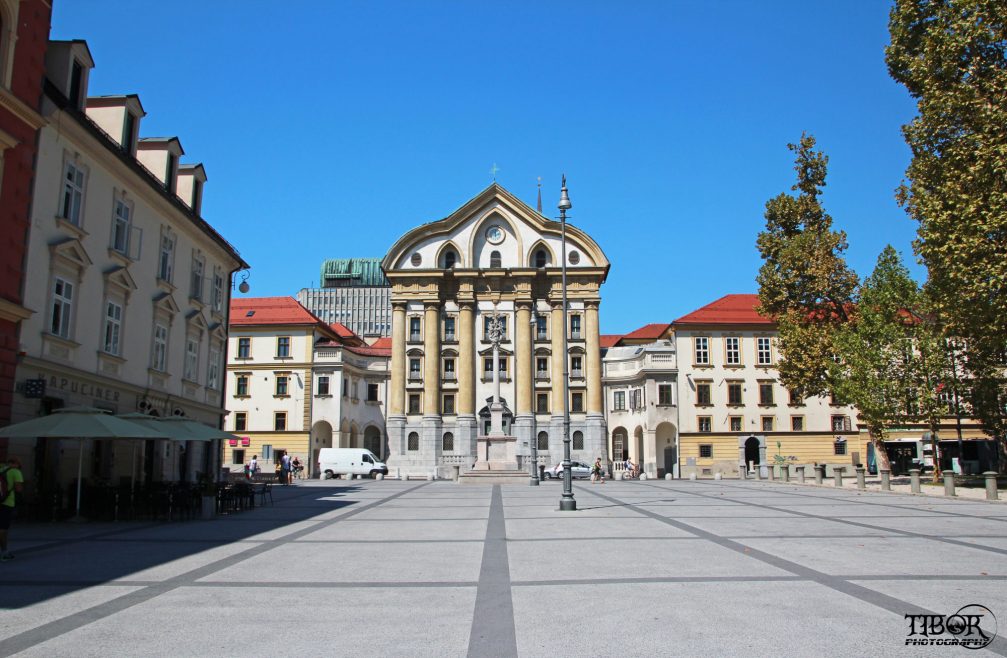 The Ursuline Monastery and the Church of the Holy Trinity at the Congress Square in Ljubljana, the capital of Slovenia