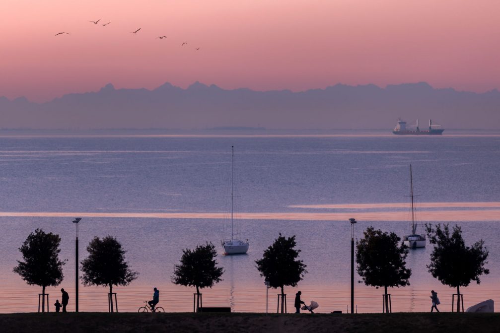 A view of the Semedela promenade, which connects the old and the new part of Koper, Slovenia