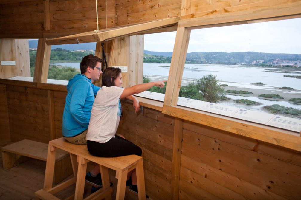 Interior of the observation tower in Skocjanski Zatok Nature Reserve in Koper, Slovenia