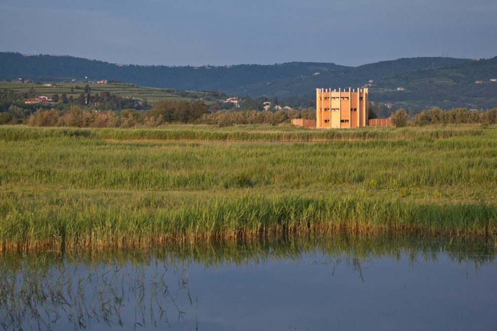 Observation tower in Skocjanski Zatok Nature Reserve in Koper, Slovenia