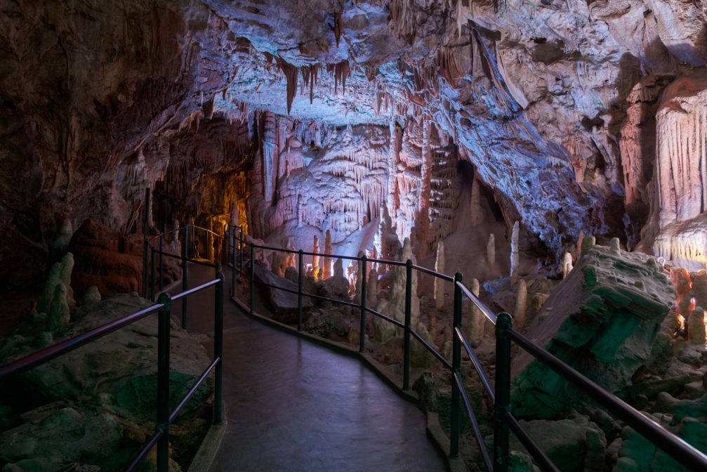 Path through Postojna Cave in Christmas time during Living Nativity Scenes