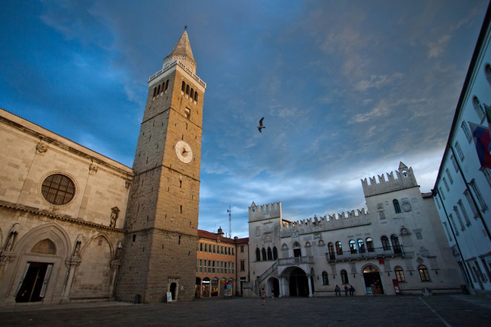 Tito Square in Koper with the Praetorian palace and the Koper Bell Tower