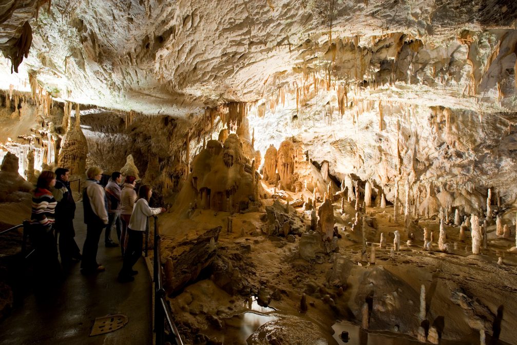 Red Hall inside Postojna Caves in Slovenia