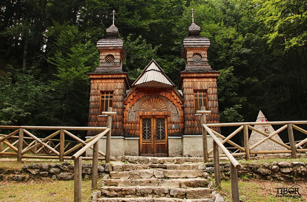 Exterior of the Russian Chapel at the Vrsic Pass in the Triglav National Park in Slovenia