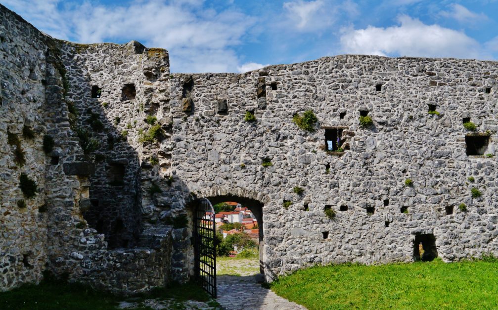 View of the wall surrounding the Holy Trinity Church in Hrastovlje, Slovenia