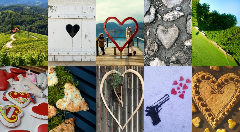 Collage of photos that prove love is in the air in Slovenia