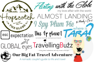 Collage of logos from Slovenia travel blogs published in 2017