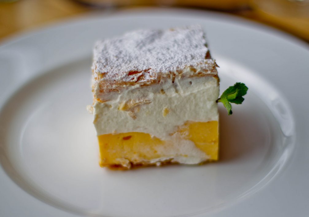 Bled Cream Cake on the table in a restaurant