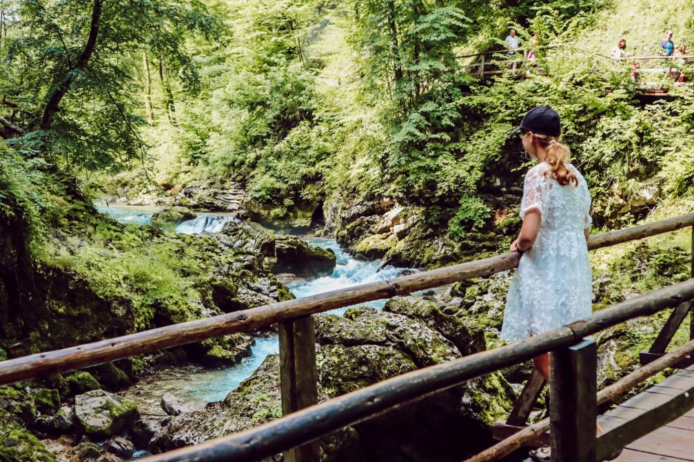 Travel Blogger Ida Ploug Pahus at the Vintgar Gorge in Slovenia