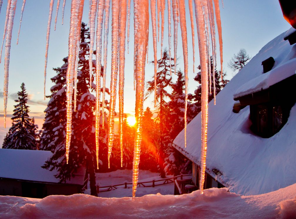 Sunset from Krvavec Ski Resort Hotel window