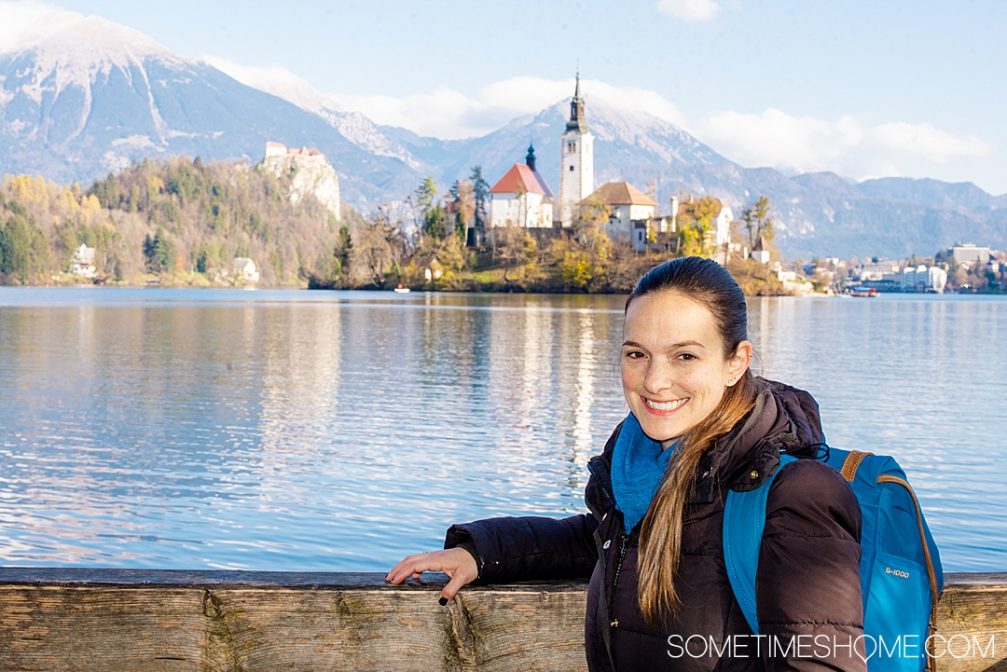 Travel blogger Mikkel Paige of Sometimes Home at Lake Bled in Slovenia