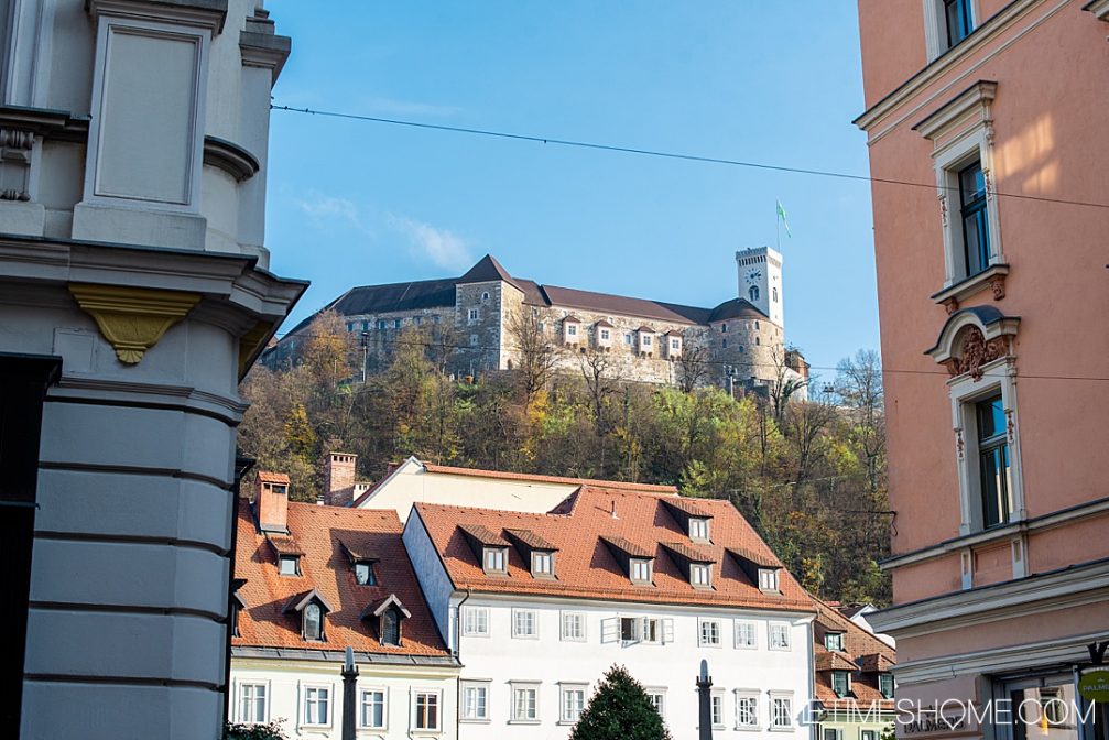 Ljubljana Castle standing on Castle Hill above downtown Ljubljana, the capital of Slovenia